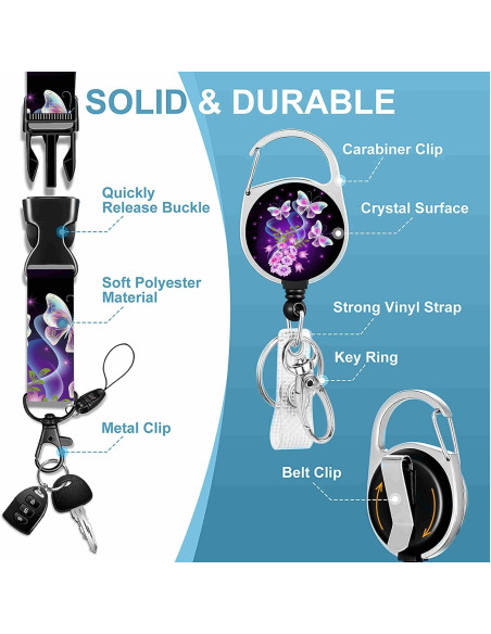 Cinta para Insignias Retráctil BILLTEFUL Mariposa Púrpura