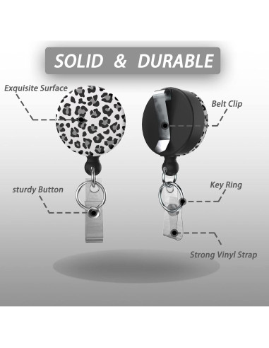 Porta Credenciales Retráctil Coaott Leopardo de Nieve