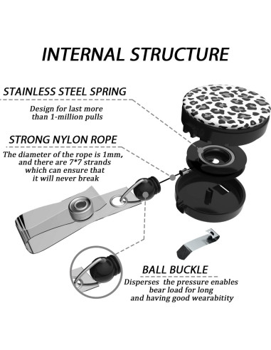 Porta Credenciales Retráctil Coaott Leopardo de Nieve