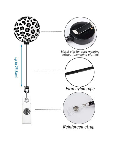 Porta Credenciales Retráctil Coaott Leopardo de Nieve