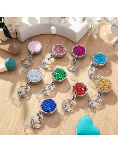 Carrete Retráctil de Insignia HASFINE 2 Pcs Plateado Brillante