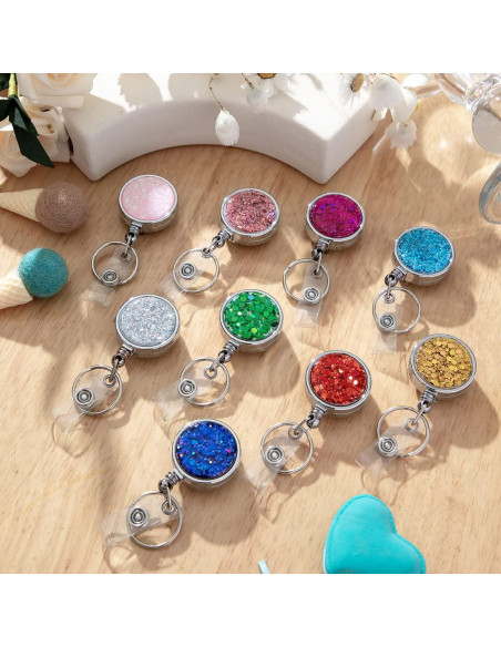 Carrete Retráctil de Insignia HASFINE 2 Pcs Plateado Brillante