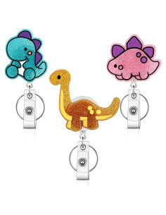 Reel de Insignia Retráctil HLQHXWHZT - Dinosaurio Ctue - 3 Piezas