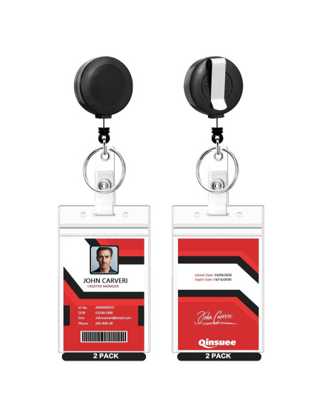 Paquete de 2 Carretes Retráctiles Qinsuee con Soportes y Anillos