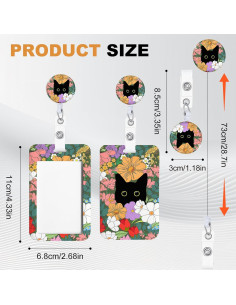 Soporte de Insignia Retráctil Bclelct 3Pcs Gato Flores 2
