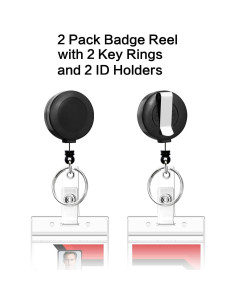 Paquete de 2 Carretes Retráctiles Qinsuee con Soportes y Anillos 2