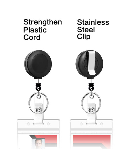 Paquete de 2 Carretes Retráctiles Qinsuee con Soportes y Anillos