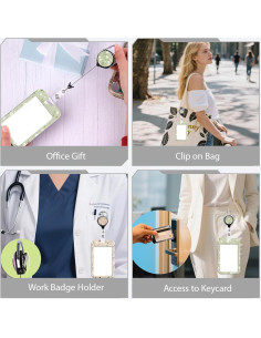 Paquete de 2 Sujetadores de Insignias DMLSKY con Clip Retráctil 2