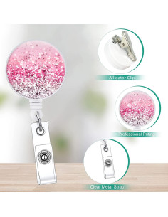 Porta Credencial Retráctil Yecitona con Clip Cocodrilo Cristal 2