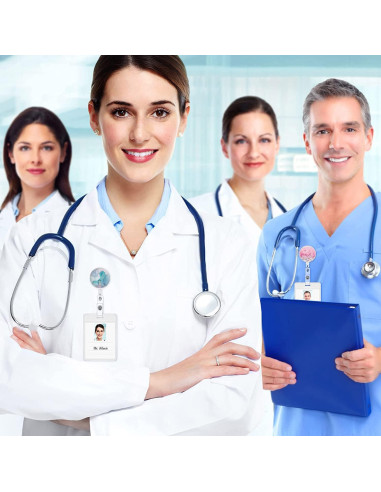 Porta Credencial Retráctil Yecitona con Clip Cocodrilo Cristal