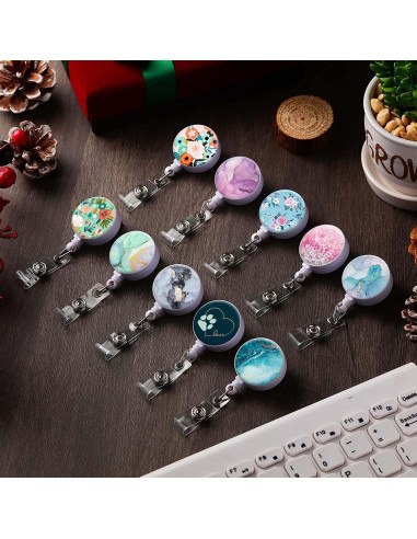 Porta Credencial Retráctil Yecitona con Clip Cocodrilo Cristal