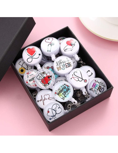 18 Portatarjetas Retráctiles Coeufuedy con Clip de Cocodrilo