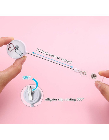 18 Portatarjetas Retráctiles Coeufuedy con Clip de Cocodrilo