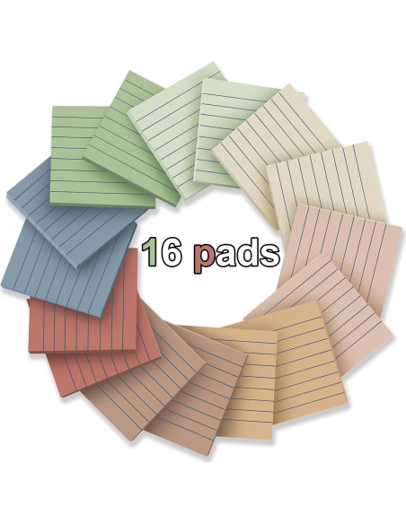 Notas Adhesivas Rayadas Kozerite 3x3 cm Vintage 16 Paquetes