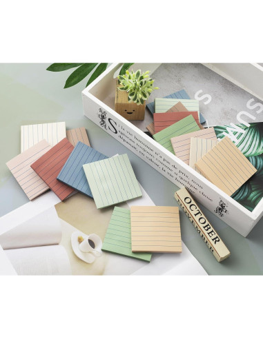 Notas Adhesivas Rayadas Kozerite 3x3 cm Vintage 16 Paquetes