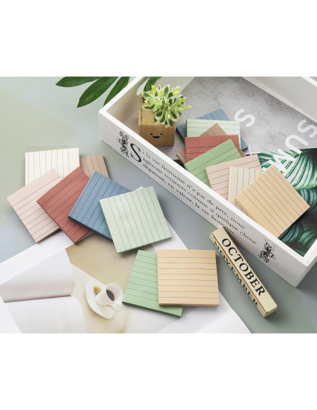 Notas Adhesivas Rayadas Kozerite 3x3 cm Vintage 16 Paquetes