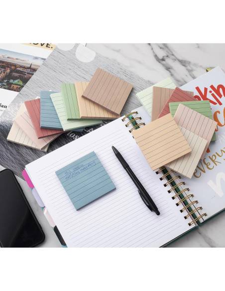 Notas Adhesivas Rayadas Kozerite 3x3 cm Vintage 16 Paquetes