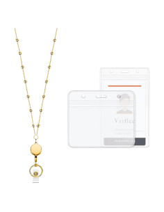 Cinta identificadora retráctil Vzrflee con 2 soportes oro