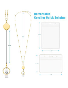 Cinta identificadora retráctil Vzrflee con 2 soportes oro 2