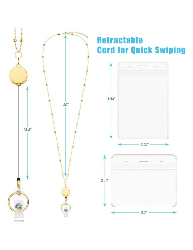 Cinta identificadora retráctil Vzrflee con 2 soportes oro