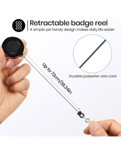 Zonon 100 Clips de Carrete Retráctil para Identificación Negro 2