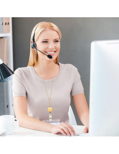 Cinta identificadora retráctil Vzrflee con 2 soportes oro