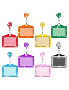 Portatarjetas de Identificación Spakon 8 Piezas Brillantes Clip Retráctil