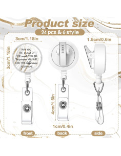 24 Sujetadores Retráctiles de Identificación Engrowtic - Mármol 2
