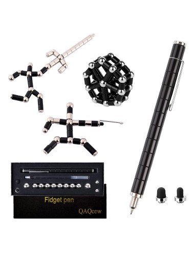Bolígrafo Antiestrés Magnético QAQcew Juguete Negro