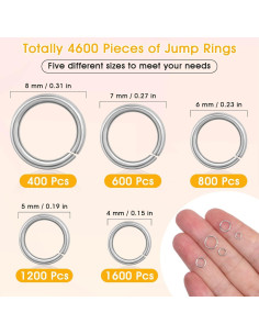 PAXCOO 4600 Anillas de Salto Plateadas para Joyas 2