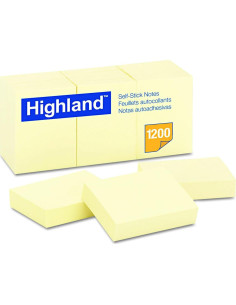 Notas Autoadhesivas Highland 6539YW Amarillo 100 Hojas 3.81x5.08cm 2