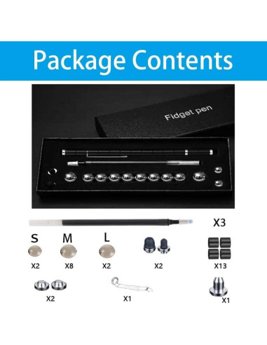 Bolígrafo Antiestrés Magnético QAQcew Juguete Negro