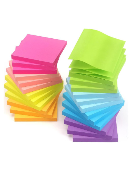 Notas Adhesivas 3x3 cm Phthdoty 24 Colores Brillantes