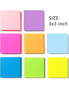 Notas Adhesivas 3x3 cm Phthdoty 24 Colores Brillantes 2