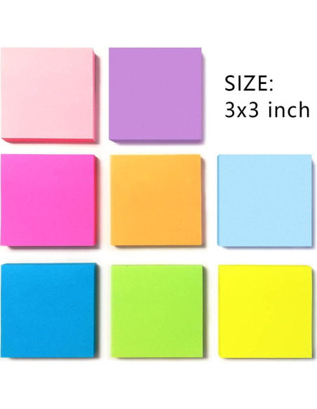 Notas Adhesivas 3x3 cm Phthdoty 24 Colores Brillantes