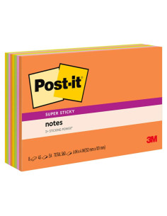 Notas Post-it Súper Adhesivas 15.24x10.16cm 8 Blocs Energía Impulso