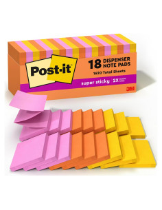 Notas Post-it Súper Adhesivas 7.6x7.6 cm 18 Blocs Energía Impulsora