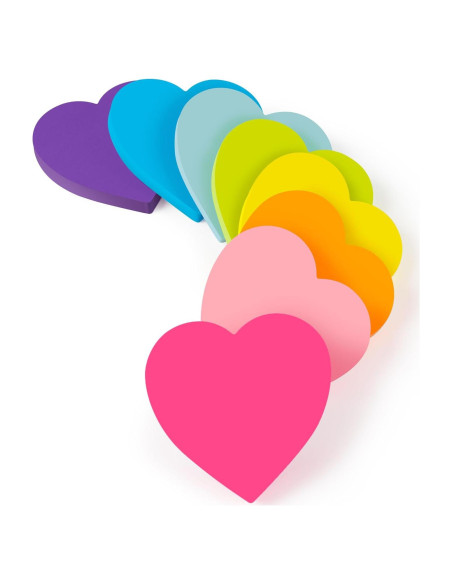 Notas Adhesivas Corazón TKTB 7.62x7.62 cm 8 Bloc 82 Hojas