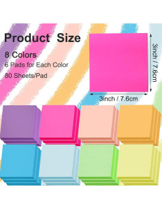 Paquete de 48 Notas Adhesivas Pop Up Beieverluck 3x3 Coloridas 2