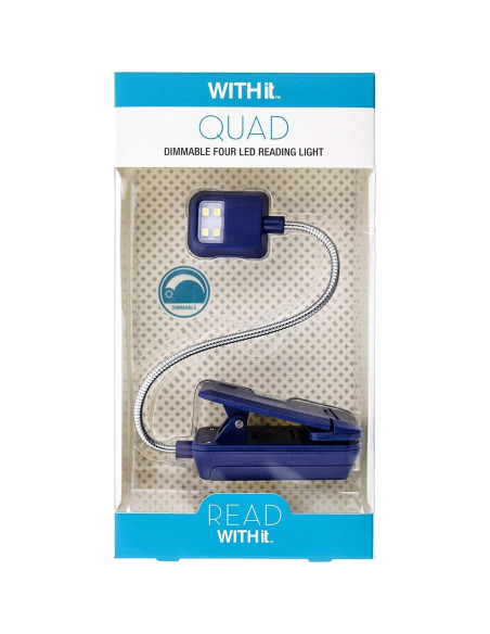 Luz de Libro LED Quad Clip On WITHit - Marino - Brillo Regulable