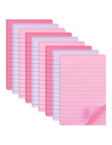Notas Adhesivas Rayadas HQCME 10.16x15.24 cm 9 Blocs Rosa