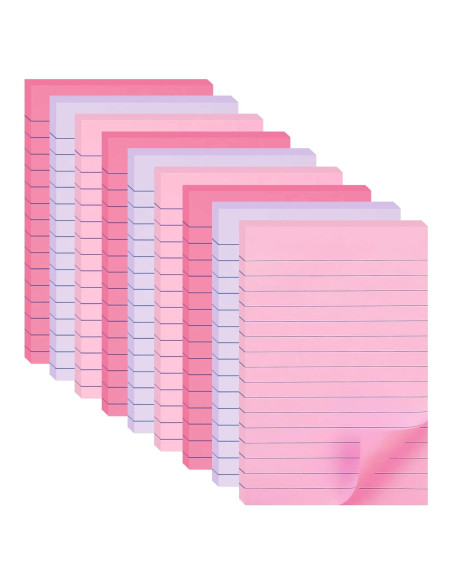 Notas Adhesivas Rayadas HQCME 10.16x15.24 cm 9 Blocs Rosa