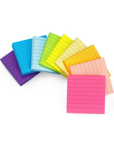 Notas Adhesivas Rayadas 3x3 Early Buy 9 Colores Brillantes