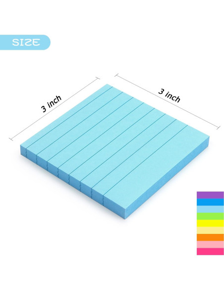 Notas Adhesivas Rayadas 3x3 Early Buy 9 Colores Brillantes Notas Adhesivas Rayadas 3x3 Early Buy 9 Colores Brillantes