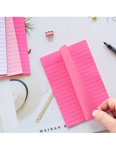 Notas Adhesivas Rayadas HQCME 10.16x15.24 cm 9 Blocs Rosa