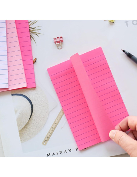 Notas Adhesivas Rayadas HQCME 10.16x15.24 cm 9 Blocs Rosa