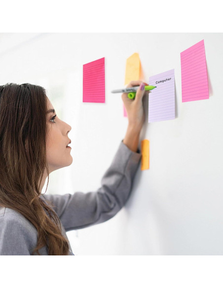 Notas Adhesivas Rayadas HQCME 10.16x15.24 cm 9 Blocs Rosa