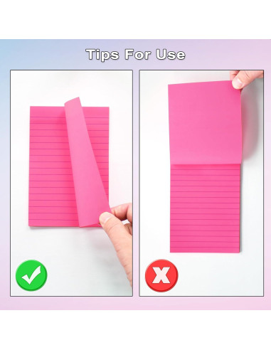 Notas Adhesivas Rayadas HQCME 10.16x15.24 cm 9 Blocs Rosa