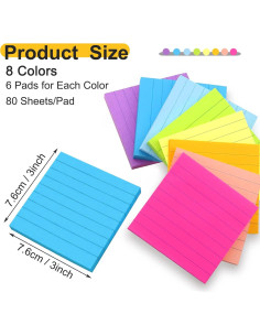 Paquete 48 Notas Adhesivas Rayadas 3x3 Beieverluck 3840 Hojas 2