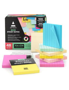 Notas Adhesivas ARTEZA 48 Piezas 7.62x7.62 cm Multicolores